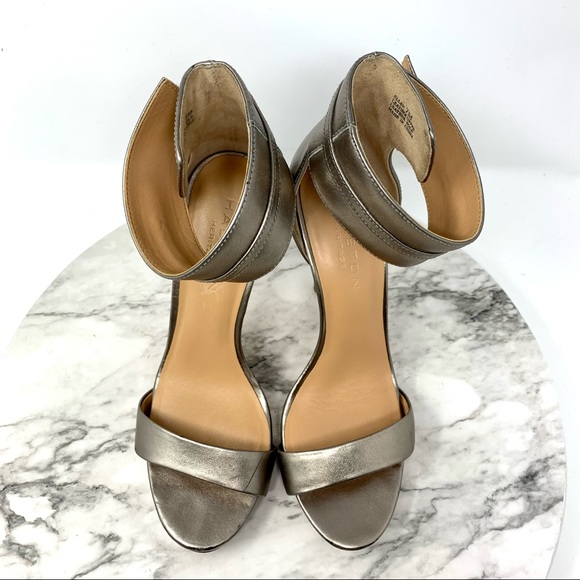 Halston Heritage Ellen Metallic Leather Ankle Strap Platform Sandal 7 Grunge - Picture 6 of 16